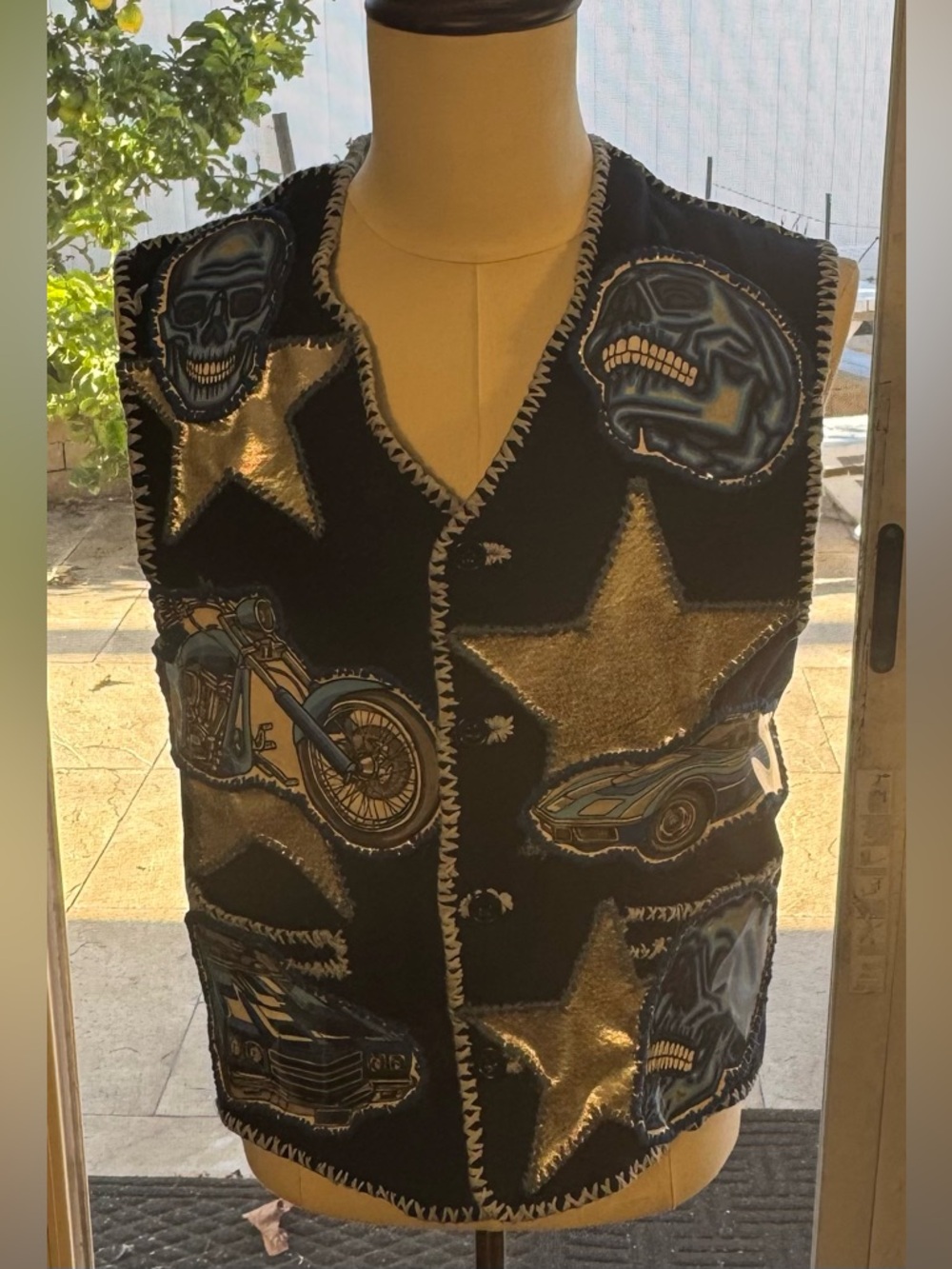 Schwas Leatherwork #28 Motorcycle Car Skull Star  Handmade Artisan Vest